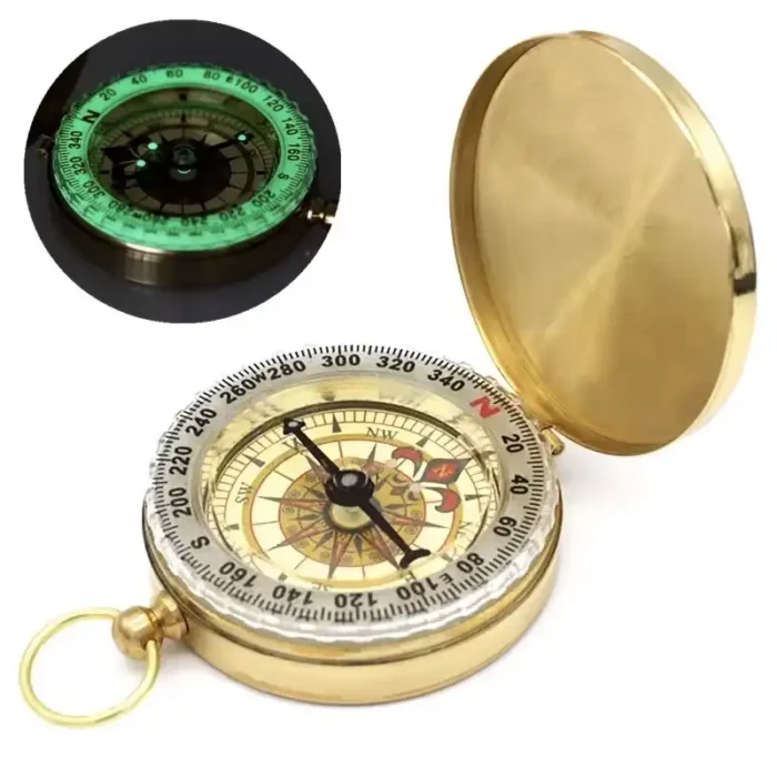 Gold Brass Pocket Compass-2 Gold Brass Pocket Compass-2