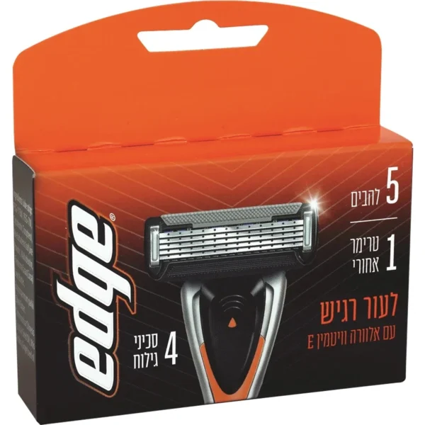 סכיני גילוח edge כתום 4 יחידות, 5 להבים מועשר אלוורה