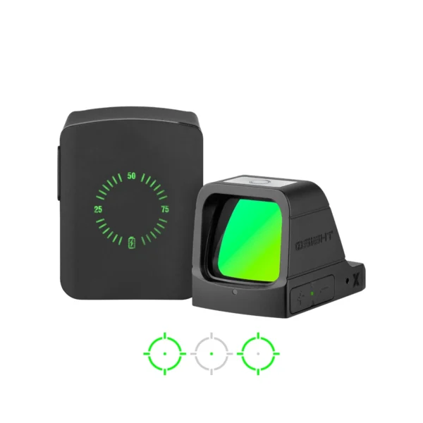 כוונת השלכה Osight X GN חלון גדול נטענת מגנטית נקודה ירוקה 3 MOA ועיגול 32 MOA