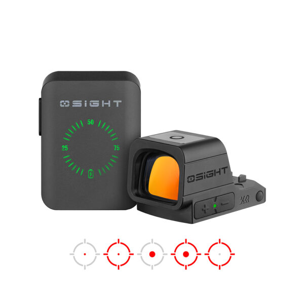 כוונת השלכה Osight XR אדומה Multi-Reticle ונטענת מגנטית רטיקל 2/6 MOA + עיגול 32 MOA