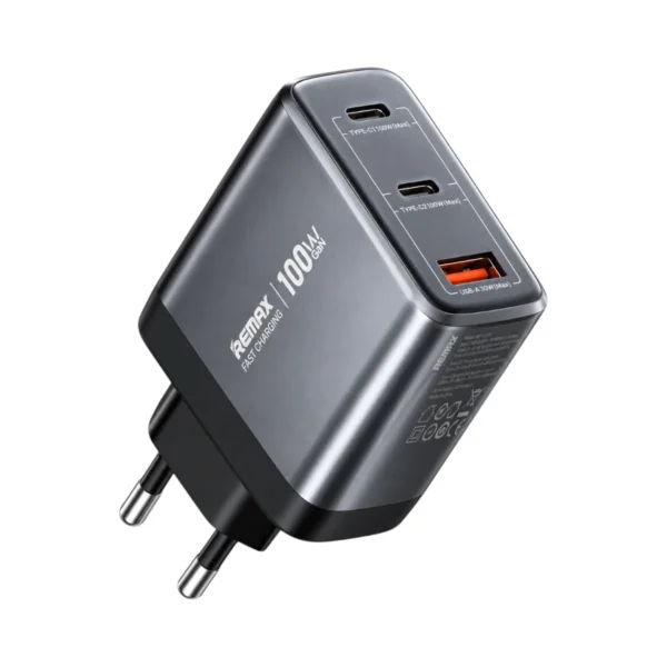 מטען קיר מהיר 100W 3-Port GaN USB-A/C מבית REMAX