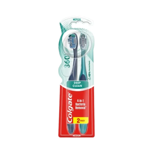 זוג מברשות שיניים רכות קולגייט Colgate 360 Soft