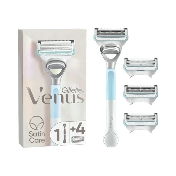 מארז מכשיר גילוח וסכין בעלת 3 להבים ונוס Gillette Venus Satin Care מארז 4 יחידות