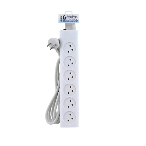 מפצל 6 שקעים עם כבל 3 מטר ומפסק 3500W