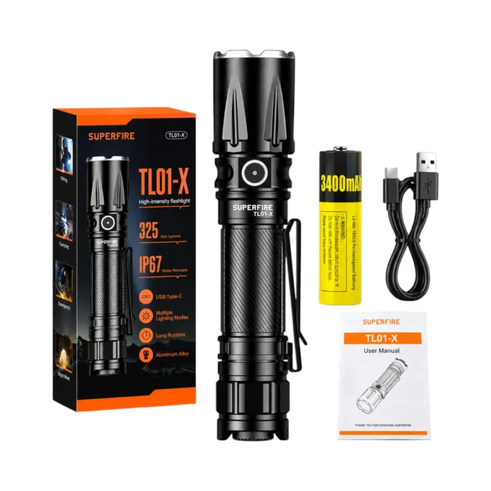 פנס יד נטען עוצמתי SUPERFIRE TL01-X פנס יד נטען עוצמתי SUPERFIRE TL01-X