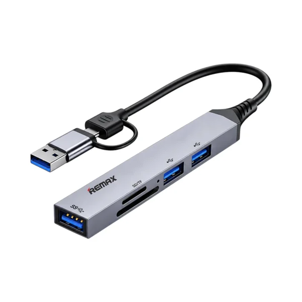 מסוף / מפצל USB HUB מבית REMAX – חיבור USB / USB-C עם קורא SD ו־TF